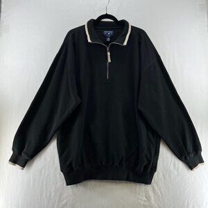 Port Authority On Tour Quarter Zip Pullover Sweater Mens XL Contrast Trim Black